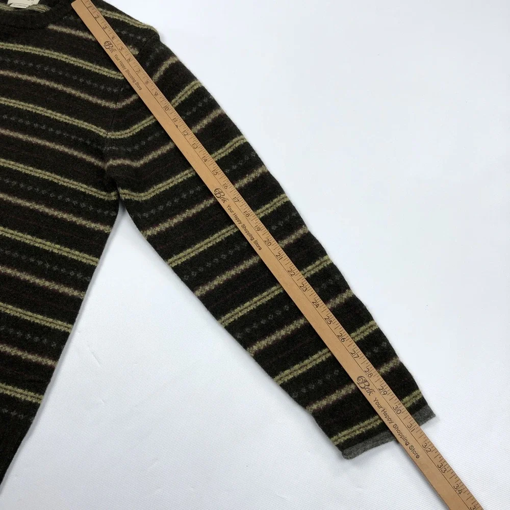 J. Crew Men's M Lambswool Fair Isle Pattern Crew Neck Sweater Vintage Stripe